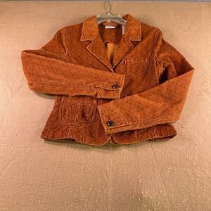 Levis Jeans Womens Burnt Orange Corduroy Print Blazer Jacket Small 774531715